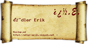 Ádler Erik névjegykártya